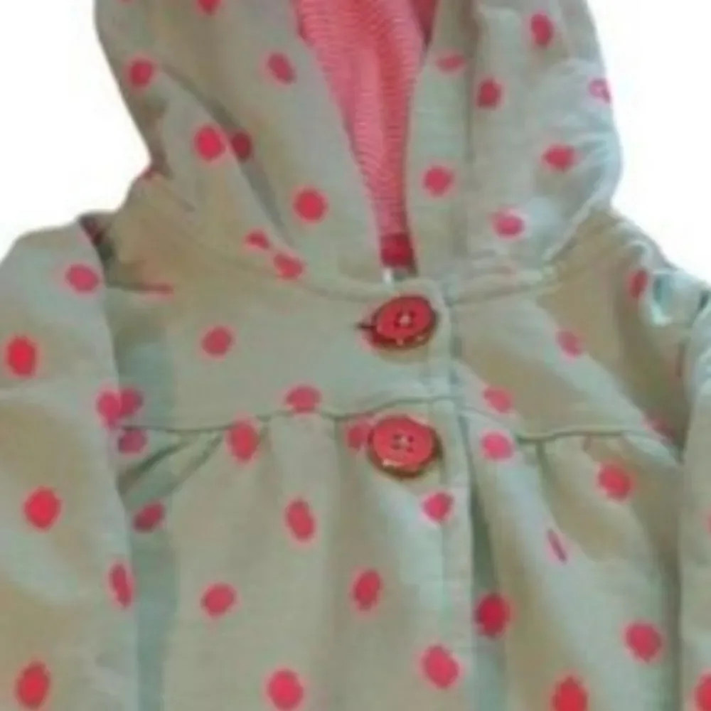 Carter's Jacket Buttoned With Hood Embroidered Strawberries Mint And Pink 24 Mos